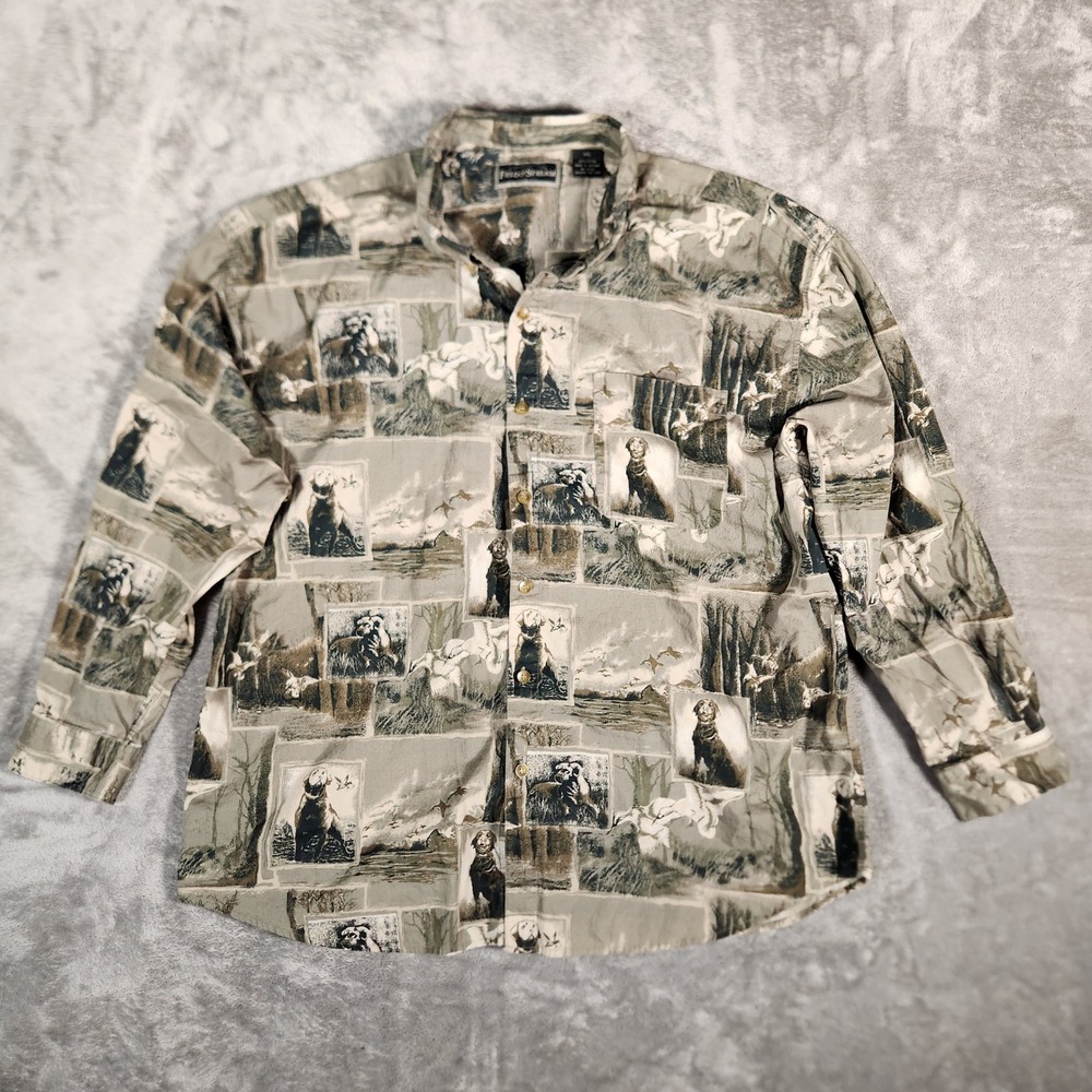 Field & Stream Shirt Mens XXL All Over Print Labrador Duck Hunting Button Down